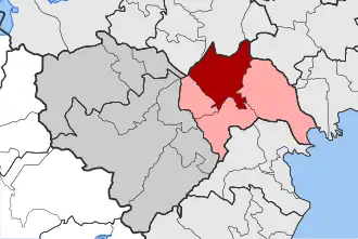 Карта общины:&nbsp; — Александрия&nbsp; — по часовой стрелке: Плати, Мелики, Андигонидес