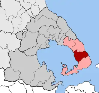 Карта общины: — Аргаласти — Афете, Милеэ, Сипиас, Трикерион