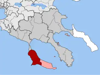 Карта общины:&nbsp;1 — Касандра&nbsp;2 — Палини
