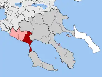 Карта общины: 1 — Муданья 2 — Каликратия, Триглия