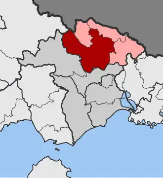 Карта общины:&nbsp; — Мики&nbsp; — Котили[англ.], Сатре[англ.] и Терме[англ.]