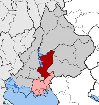 Община Николаос-Скуфас на карте периферийной единицы Арта: — Пета — по часовой стрелке снизу: Арахтос, Комботион и Коменон