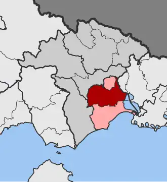 Карта общины: 1 — Вистонис 2 — Авдира и Селерон (сверху)