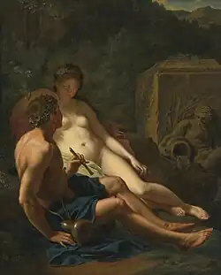 Дафнис и Хлоя в лесу. Дерево, масло. Частное собрание