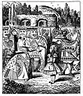 Иллюстрация к «Алисе в Стране чудес» Льюиса Кэрролла 1869 года. Слева — червонная дама