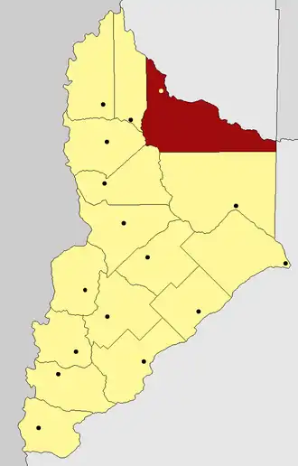 Департамент  Пеуэнчес на карте