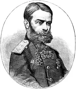 генерал В. Ф. Дерожинский.Гравюра по рисунку П. Ф. Бореля.