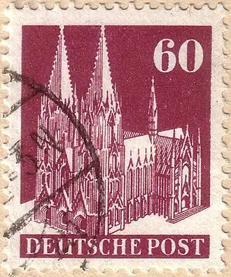 Марка той же серии и того же сюжета, номиналом в 60 пфеннигов&nbsp;(Sc #654)