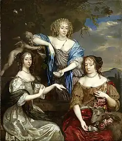 Оранские принцессы Альбертина Агнес ван Нассау-Диц, Генриетта Катарина фон Ангальт-Дессау и Мария фон Зиммерн. Между 1670 и 1671. Холст, масло. Фонд прусских дворцов и садов Берлина-Бранденбурга