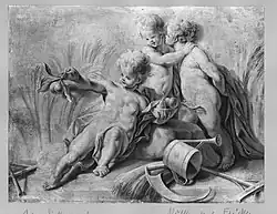 Играющие путти. 1776. Холст, масло. Гризайль. Музей фюрера, Линц