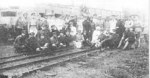 Команда бронепоезда «Дмитрий Донской». Курск, сентябрь 1919 года.