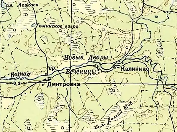 Деревня Дмитровка на карте РККА 1940 года