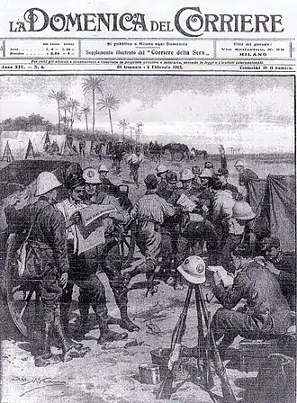Обложка «La Domenica del Corriere[итал.]» с новостью об одержанной итальянцами победе в заливе Кунфуда