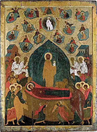 Успение Богоматери. Икона местного ряда Троицкого собора. Дионисий, 1499-1500 гг.