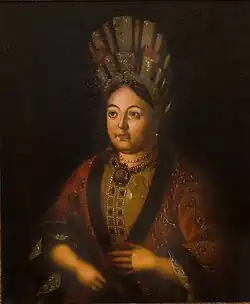 Портрет М.&nbsp;Я.&nbsp;Строгановой (1677–1733). Копия с портрета кисти Р. Н. Никитина. Холст, масло. 102 x 87 см.