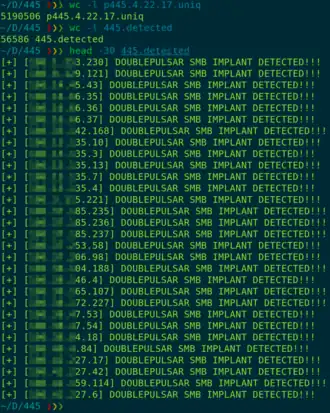 Снимок экрана тестирования DoublePulsar