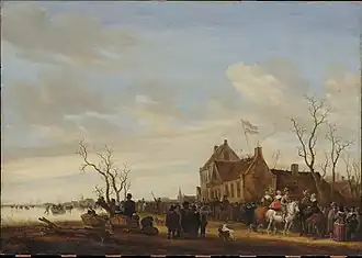 Перетягивание угря. Ок. 1650. Дерево, масло. Метрополитен-музей, Нью-Йорк