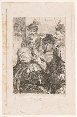 Морские гёзы и монах. Гравюра с оригинала Дилленса.