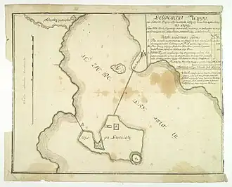 План острова Замок на рисунке Юзефа Нароновича-Наронского. 1622 г.