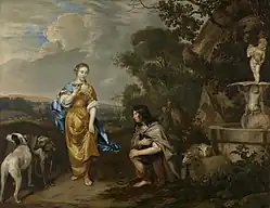 Двойной портрет молодой пары в образах Граниды и Дайфило на фоне итальянского пейзажа. Между 1640 и 1670. Холст, масло. Рейксмюсеум, Амстердам