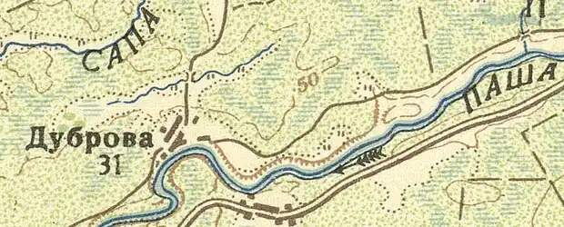 Деревня Дуброво на карте 1932 года