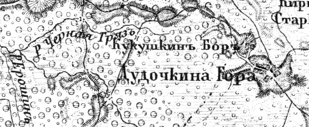 Деревня Дудачкино на карте Ф.&nbsp;Ф.&nbsp;Шуберта 1872 года