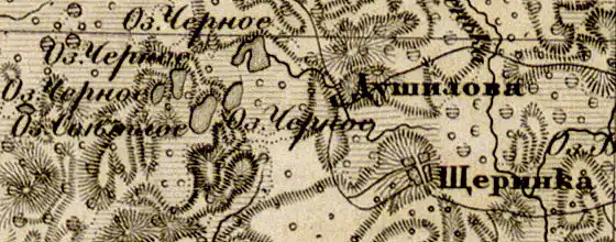 Деревня Ширенка на карте 1863 года