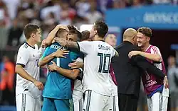 Сборная России празднует выход в четвертьфинал