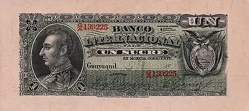 Сукре на денежной единице сукре Эквадора, 1880-е годы
