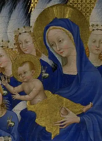 Эдуард на руках у матери.Панель Уилтонского диптиха, ок. 1395–1399