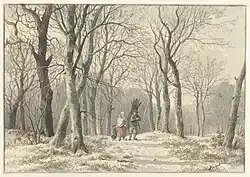 Лес зимой. Бумага, акварель. Ок. 1830. Городской музей (Амстердамский исторический музей), Амстердам