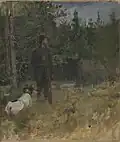 Охотник с собакой в лесу (1884)