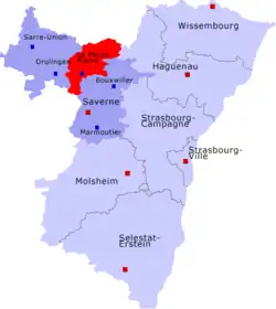 Кантон на карте департамента Нижний Рейн