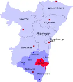 Кантон на карте департамента Нижний Рейн