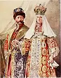Император Николай II и императрица в старинных  костюмах