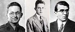 Ведущие криптоаналитики Бюро. Слева направо: Мариан Реевский 1943/44 год, Ежи Ружицкий 1928 год, Генрих Зыгальский 1930 год
