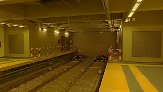 Конец тоннеля и южная часть станции.