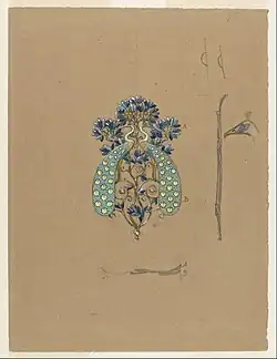 «Павлин». Пряжка для ремня. 1900. Акварель, гуашь. Смитсоновский музей дизайна Купер Хьюитт, Нью-Йорк