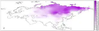 Распространение гаплогруппы C в Евразии