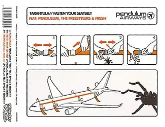 Обложка сингла Pendulum совместно с Freestylers, Fresh и $pyda «Tarantula / Fasten Your Seatbelt» (2005)