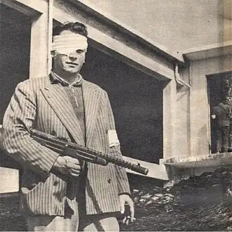 Вооружённый сторонник временного правительства Сан-Марино в Роверете. Октябрь 1957 года