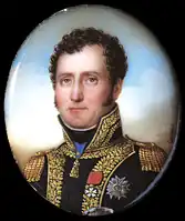 Портрет Бачиокки, на котором виден знак Ордена Вестфальской Короны (на синей ленте), которым его наградил Жером Бонапарт, как король Вестфалии.