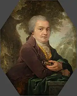 Портрет графа Д. П. Бутурлина. Конец 1790-хКопия (предположительно) по оригиналу Владимира БоровиковскогоЦинк, масло. 25 × 20 см (восьмиугольник)Третьяковская галерея, Москва