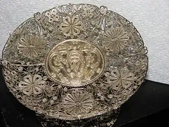 Стерлинговое блюдо, филигранная работа