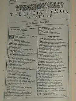 Текст «Тимона» в Первом фолио