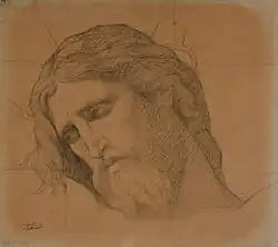 Голова Христа. 1859. Калька на картоне, итальянский карандаш. Музей изобразительных искусств, Лион