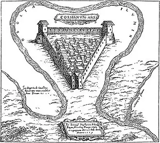 Козьянский замок в 1579 г., гравюра Дж. Б. Кавальери