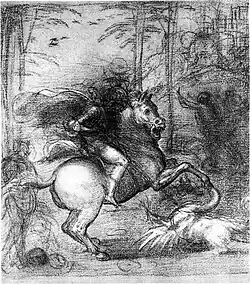 Фра Бартоломео. Святой Георгий и дракон. Между 1487 и 1517. Бумага, итальянский карандаш. Музей Бойманса — ван Бёнингена, Роттердам