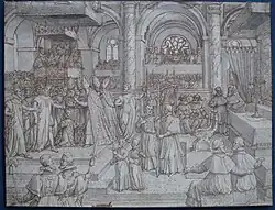 Кенель. Коронация Людовика XIII в Реймсе, подготовительный рисунок для гравюры Pierre Firens