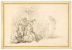 Ребекка прячет идолов от Лавана. Бумага, карандаш, перо, тушь. 	Государственный музей искусств, Копенгаген